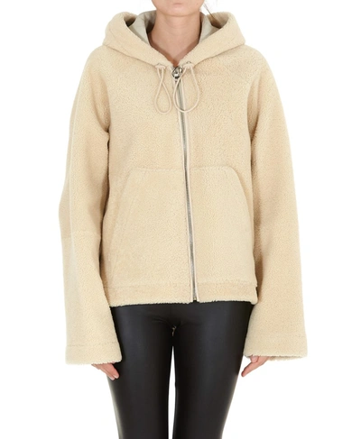 Shop Loewe Hooded Zip Jacket In Beige