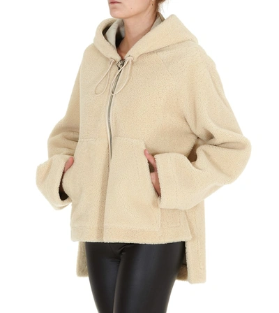 Shop Loewe Hooded Zip Jacket In Beige