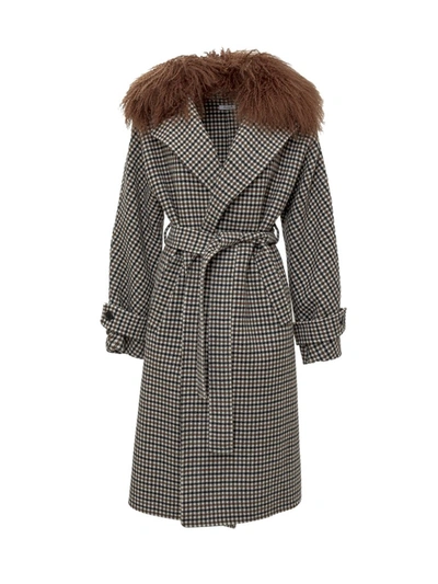 Shop P.a.r.o.s.h . Check Belted Coat In Multi