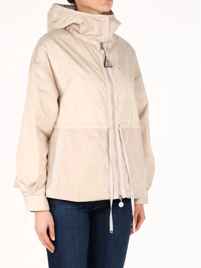 Shop Moncler Meretz Hooded Parka In Beige