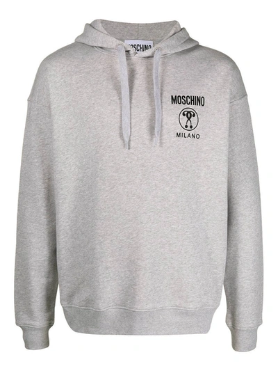 Shop Moschino Double Question Mark Hoodie In Light Grey