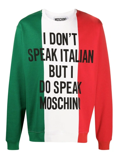 Shop Moschino Italian Slogan Sweatshirt In Multicolour