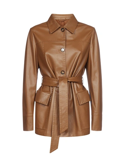 Max Mara Giacca Oste In Pelle In Brown | ModeSens