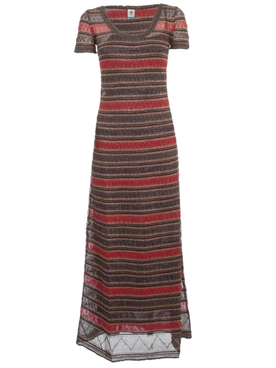 Shop M Missoni Striped Short Sleeve Maxi Dress In Multi