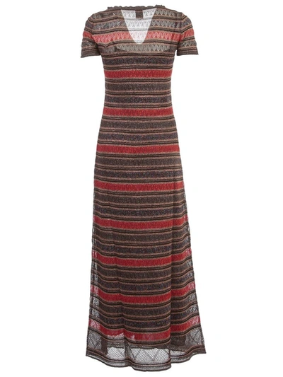 Shop M Missoni Striped Short Sleeve Maxi Dress In Multi