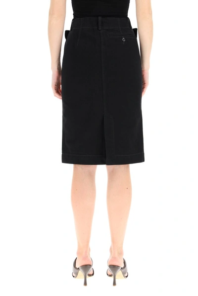 Shop Lemaire Belted Straight Denim Skirt In Black