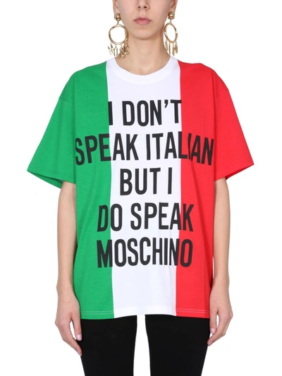 Shop Moschino Italian Slogan Print T In Multi