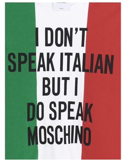 Shop Moschino Italian Slogan Print T In Multi
