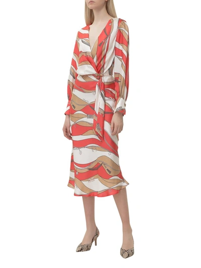 Shop Elisabetta Franchi Chain Print Midi Dress In Multi