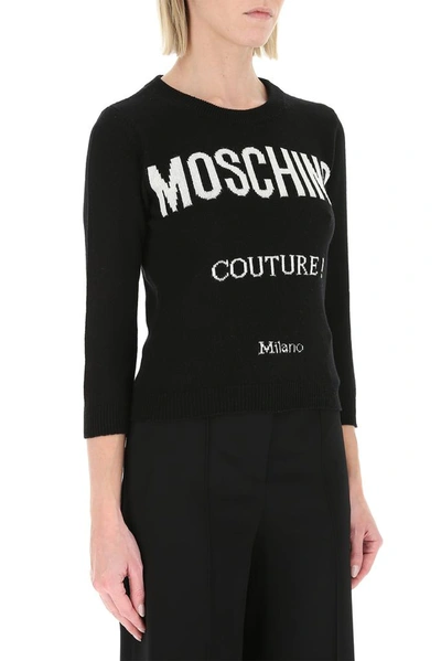 Shop Moschino Logo Jacquard Knit Jumper In Black