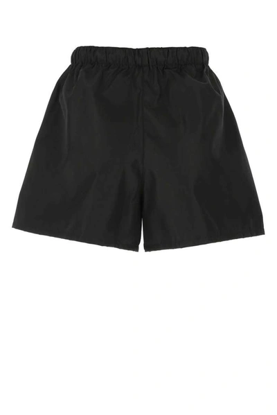 Shop Prada Logo Patch Gabardine Shorts In Black