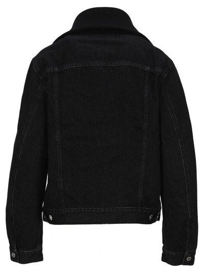 Shop Helmut Lang Knit Collar Trucker Denim Jacket In Black