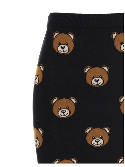 Shop Moschino Allover Teddy Knitted Skirt In Black