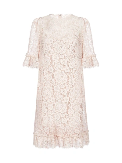 Shop Dolce & Gabbana Lace Mini Dress In Pink