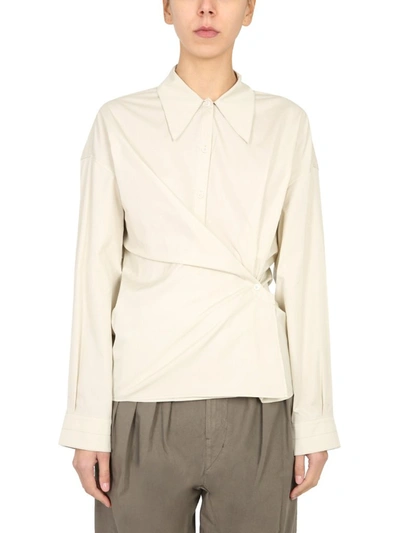 Shop Lemaire Twisted Classic Collar Shirt In Beige