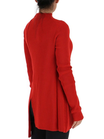 Shop Kenzo Asymmetric Knitted Jumper In Red
