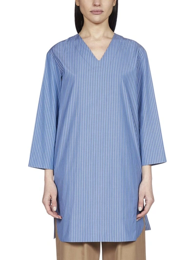 Shop Max Mara 's  Striped Tunic Top In Blue