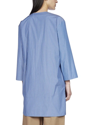 Shop Max Mara 's  Striped Tunic Top In Blue