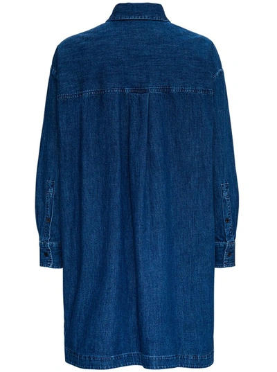 Shop Valentino Vgold Detailed Denim Chambray Kaftan In Blue