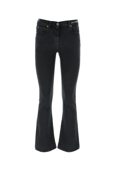 Shop Valentino Quote Embroidered Flared Jeans In Black