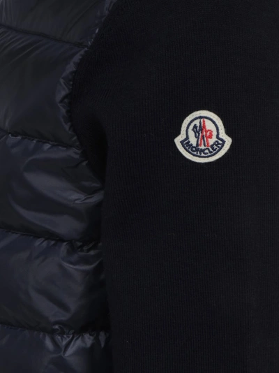 Shop Moncler Padded Knit Jacket In Blue