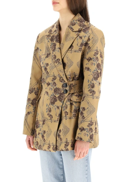 Shop Ganni Brocade Jacquard Blazer In Multi