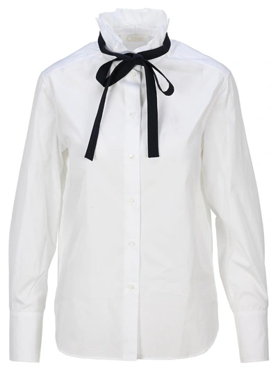 Shop Chloé Bow Ruffled High In White