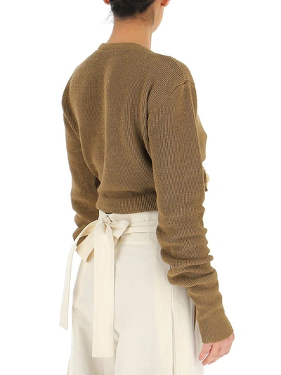 Shop Jacquemus Le Gilet Noué Twisted Cropped Cardigan In Brown