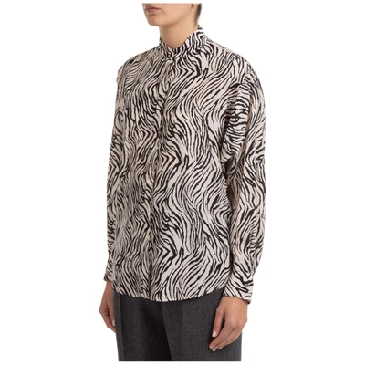 Shop Isabel Marant Zebra Print Mandarin Collar Shirt In Multi