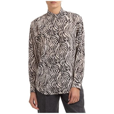 Shop Isabel Marant Zebra Print Mandarin Collar Shirt In Multi