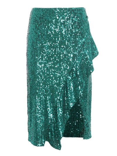 Shop Pinko Speciale Embellished Skirt In Green