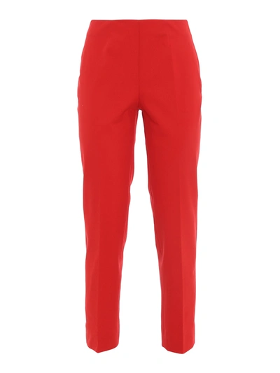 Shop Piazza Sempione Stretch Cotton Trousers In Red