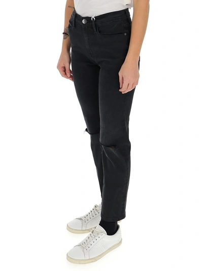 Shop Frame Le High Straight Leg Jeans In Black