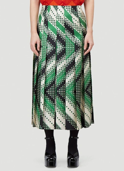 Shop Gucci Graphic Chevron Pleated Skirt In Multi