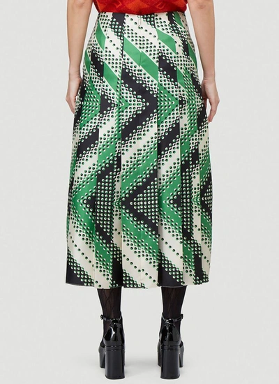 Shop Gucci Graphic Chevron Pleated Skirt In Multi