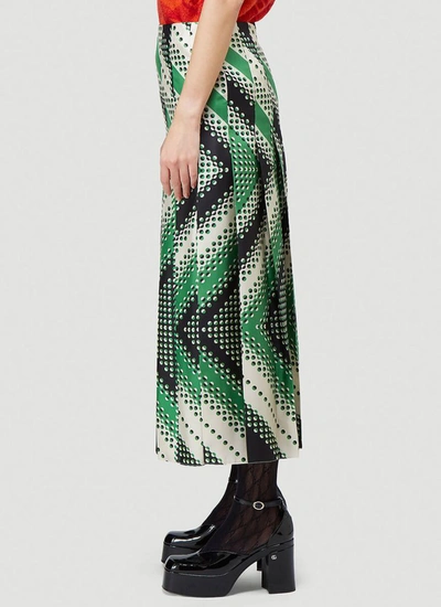 Shop Gucci Graphic Chevron Pleated Skirt In Multi