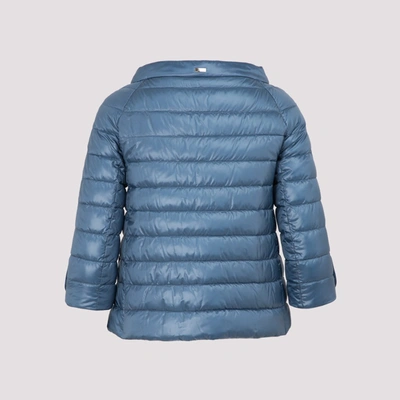 Shop Herno Cropped Sleeves Down Jacket In Blue