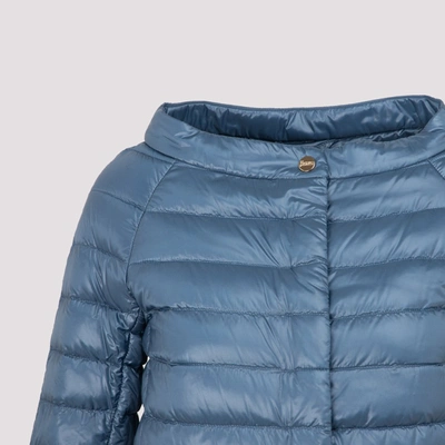 Shop Herno Cropped Sleeves Down Jacket In Blue