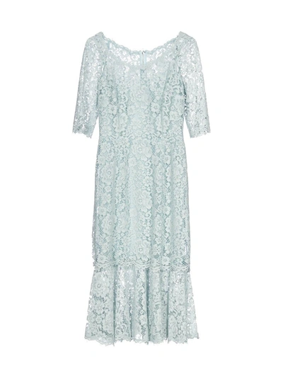 Shop Dolce & Gabbana Lace Midi Dress In Blue