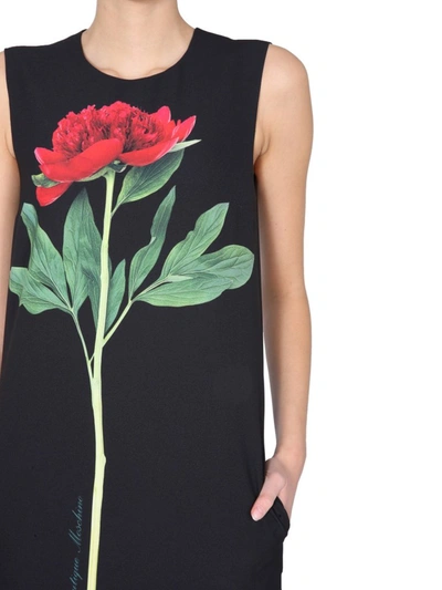 Shop Boutique Moschino Floral Sleeveless Dress In Black