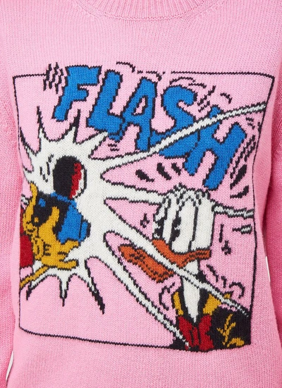 Shop Gucci X Disney Donald Duck Jacquard Jumper In Pink