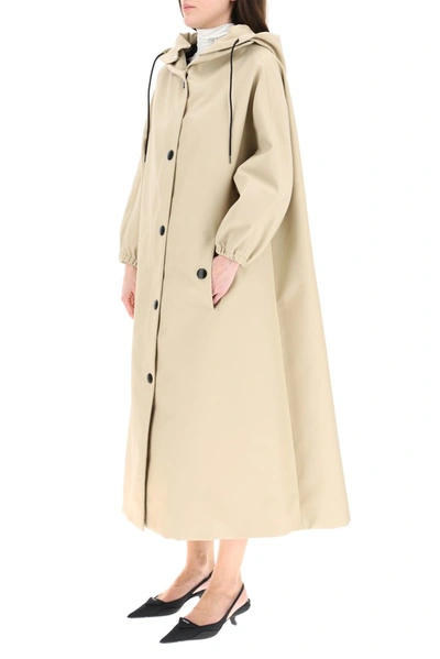 Shop Prada Hooded Single Breasted Coat In Beige