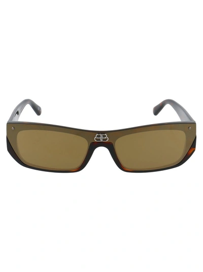 Shop Balenciaga Eyewear Shield Rectangle Sunglasses In Brown