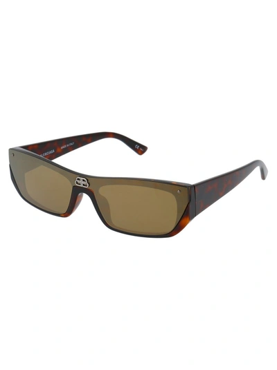 Shop Balenciaga Eyewear Shield Rectangle Sunglasses In Brown