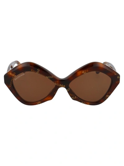 Shop Balenciaga Eyewear Geometric Frame Sunglasses In Brown