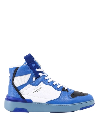 Shop Givenchy Wing Leather High Top Sneakers In Blue