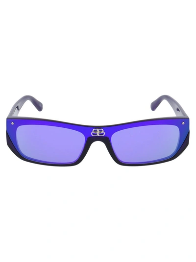 Shop Balenciaga Eyewear Shield Rectangle Sunglasses In Purple