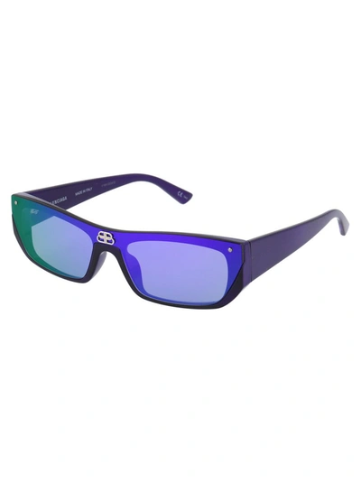 Shop Balenciaga Eyewear Shield Rectangle Sunglasses In Purple