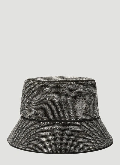 Shop Kara Crystal Mesh Bucket Hat In Black