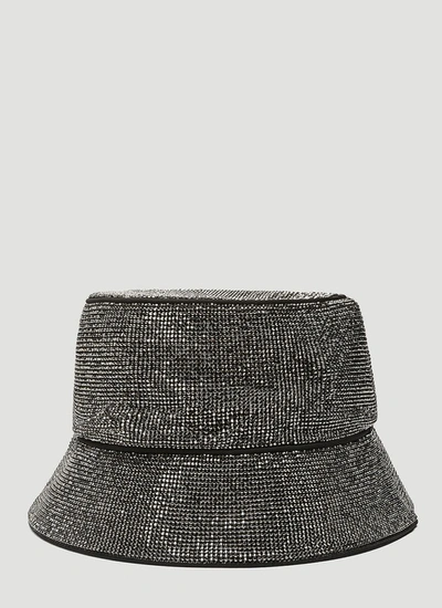 Shop Kara Crystal Mesh Bucket Hat In Black